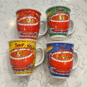 Vintage lot of 4 Soup Mug Cups